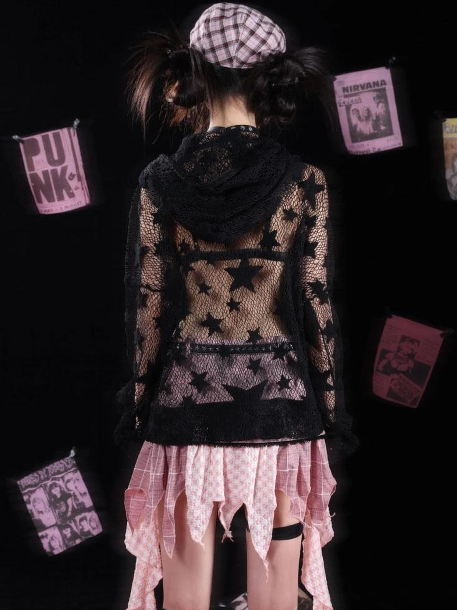 Nirvana Mesh Hooded Sweatshirt Unisex Cropped Jacket Style