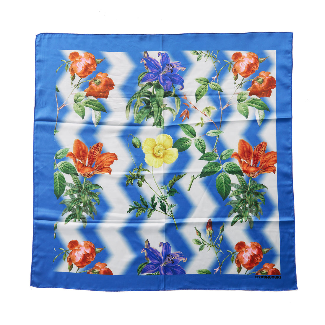 YOSHUYUKI Y2K Floral Print Scarf Retro Silk Square Head Wrap