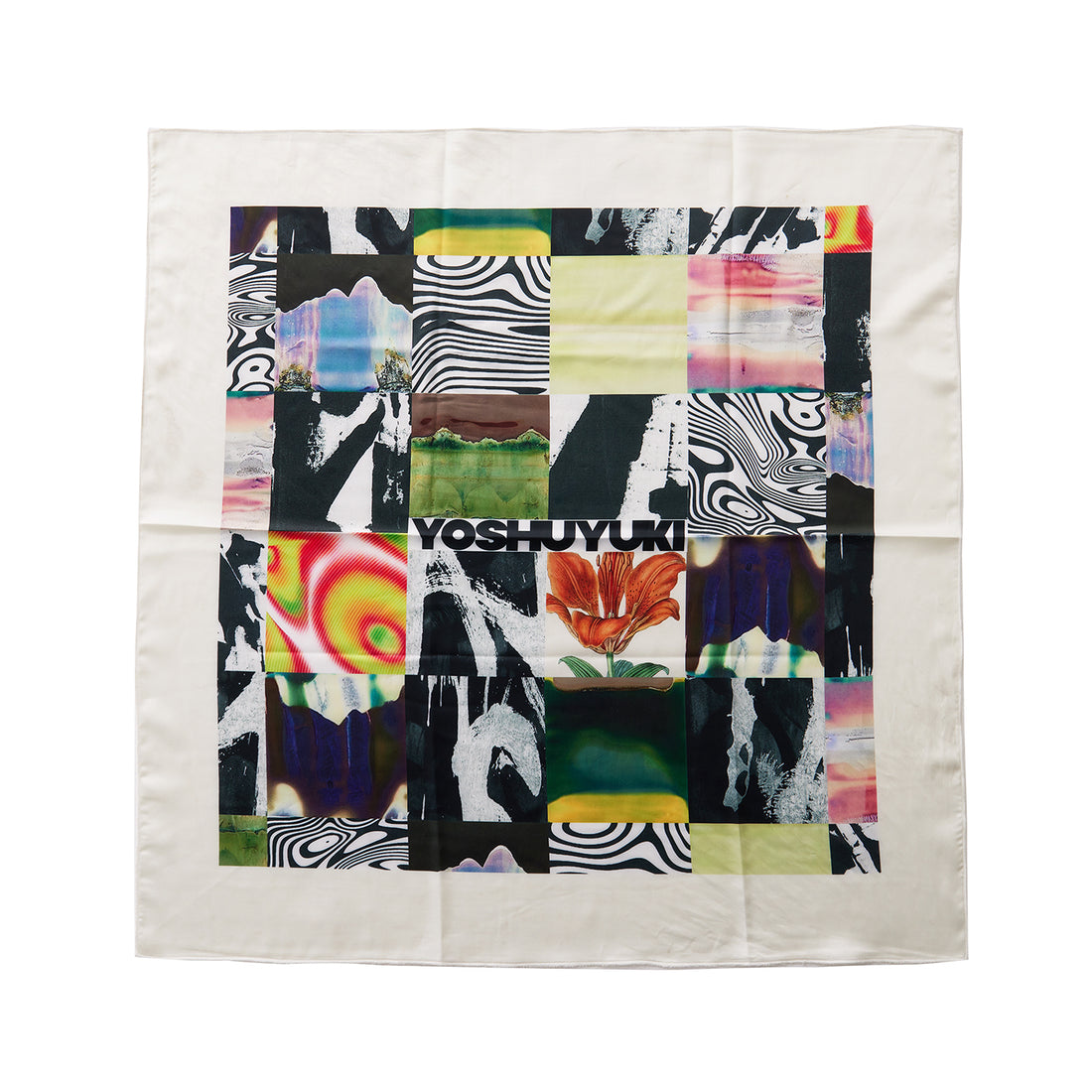 YOSHUYUKI Y2K Floral Print Scarf Retro Silk Square Head Wrap
