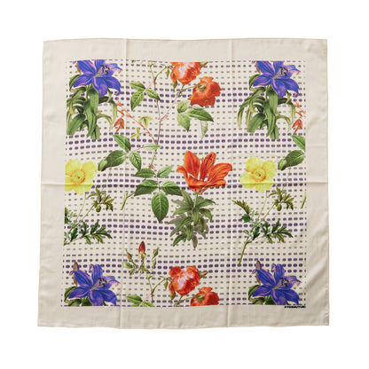 YOSHUYUKI Y2K Floral Print Scarf Retro Silk Square Head Wrap