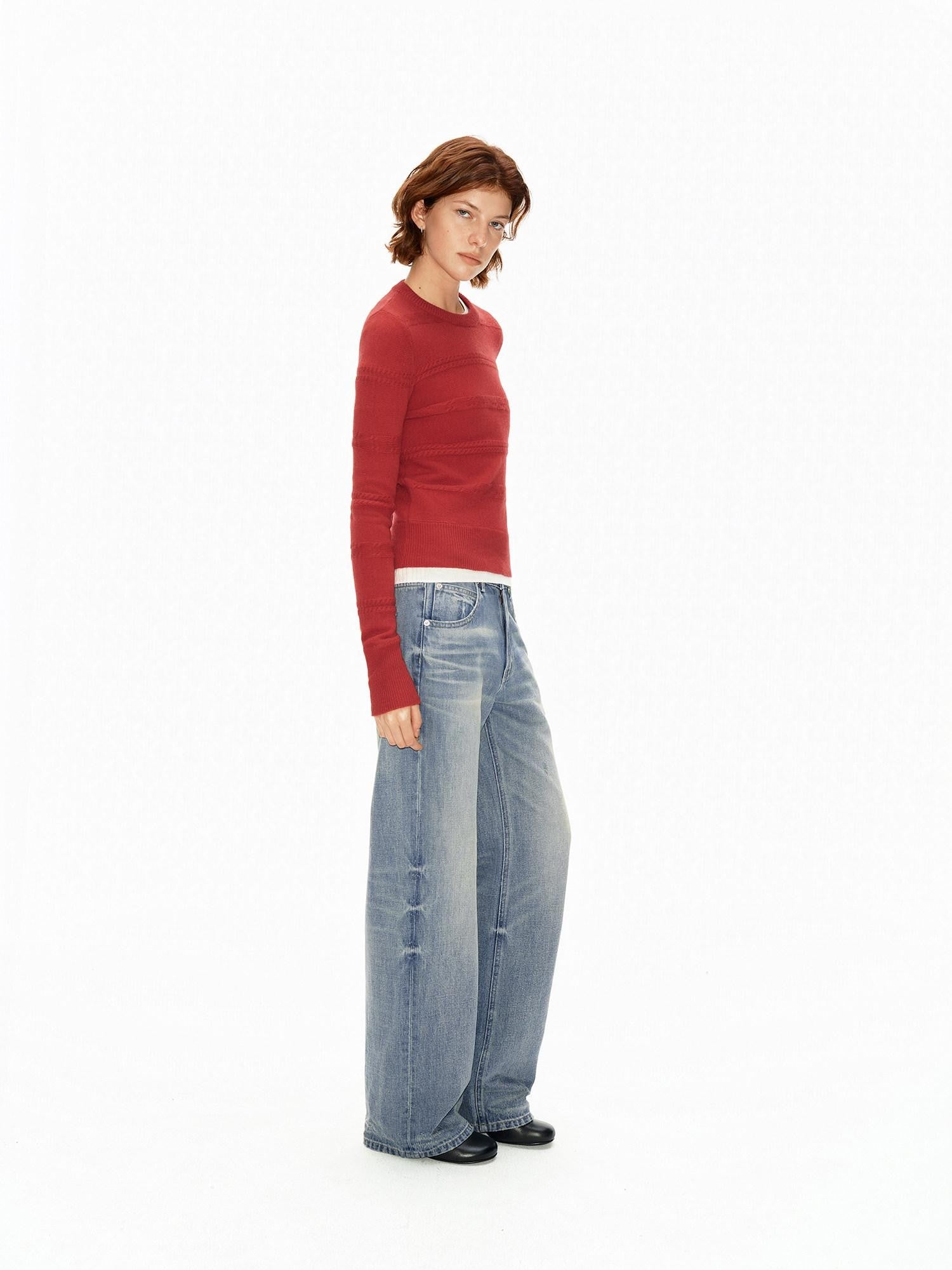Northbutsouth 3d Embossed Textured Slim Fit Pullover Women&