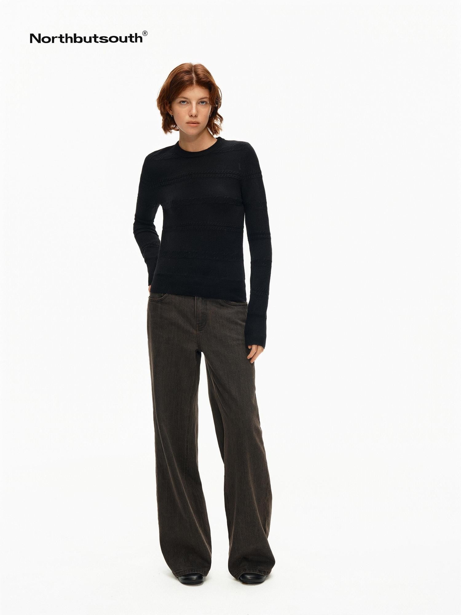 Northbutsouth 3d Embossed Textured Slim Fit Pullover Women&