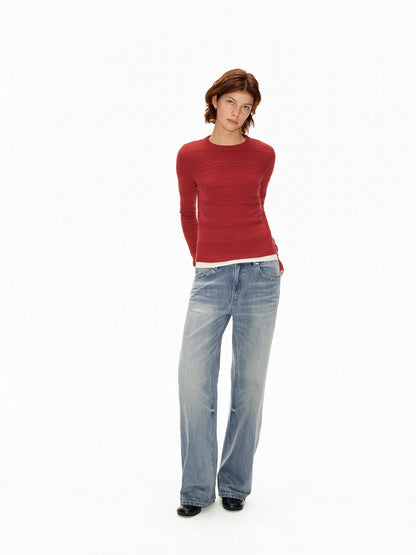 Northbutsouth 3d Embossed Textured Slim Fit Pullover Women&