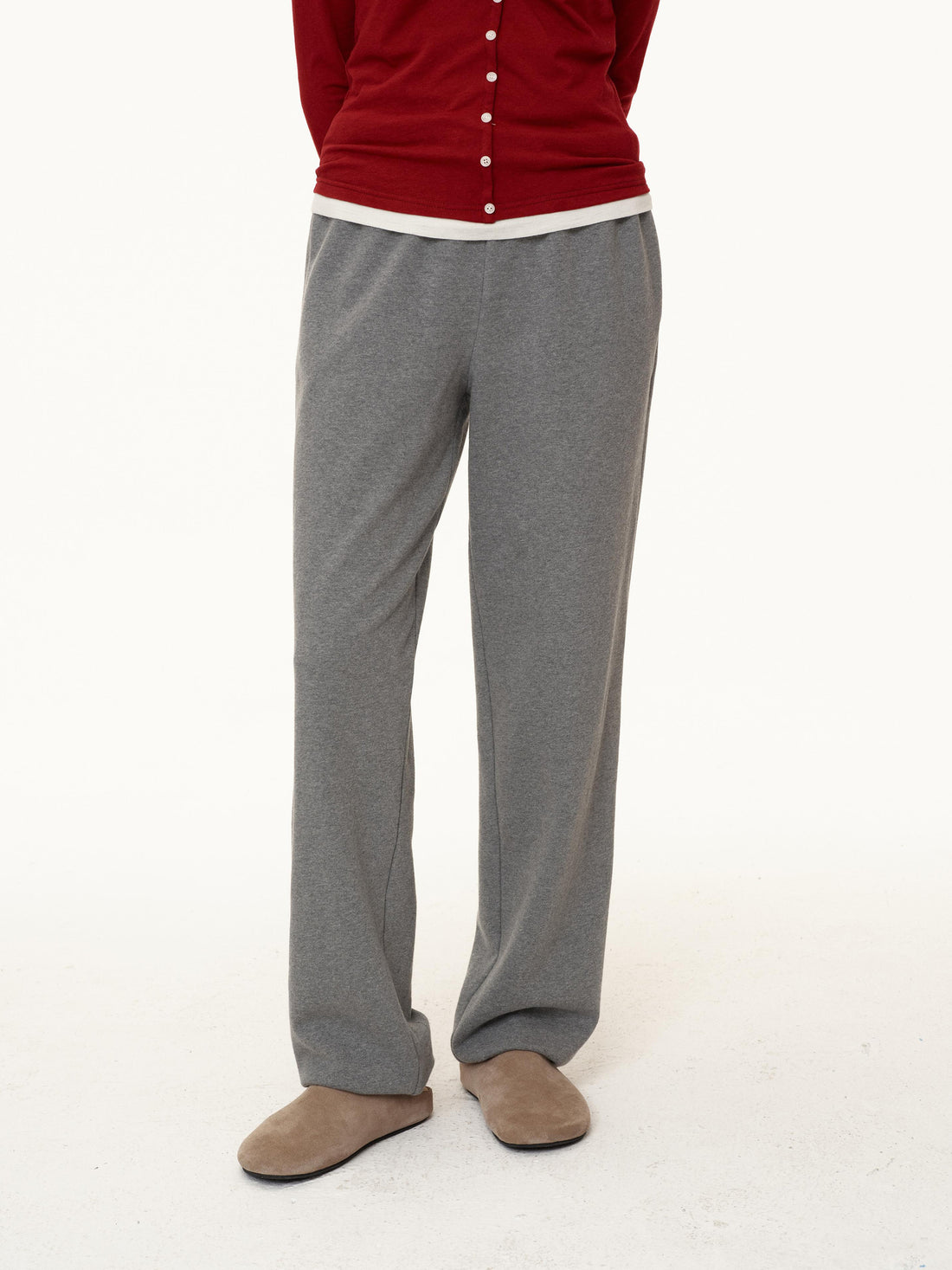 Northbutsouth Adjustable Cuff Jogger Pants Soft Cotton Casual Sweatpants In Grey Beige