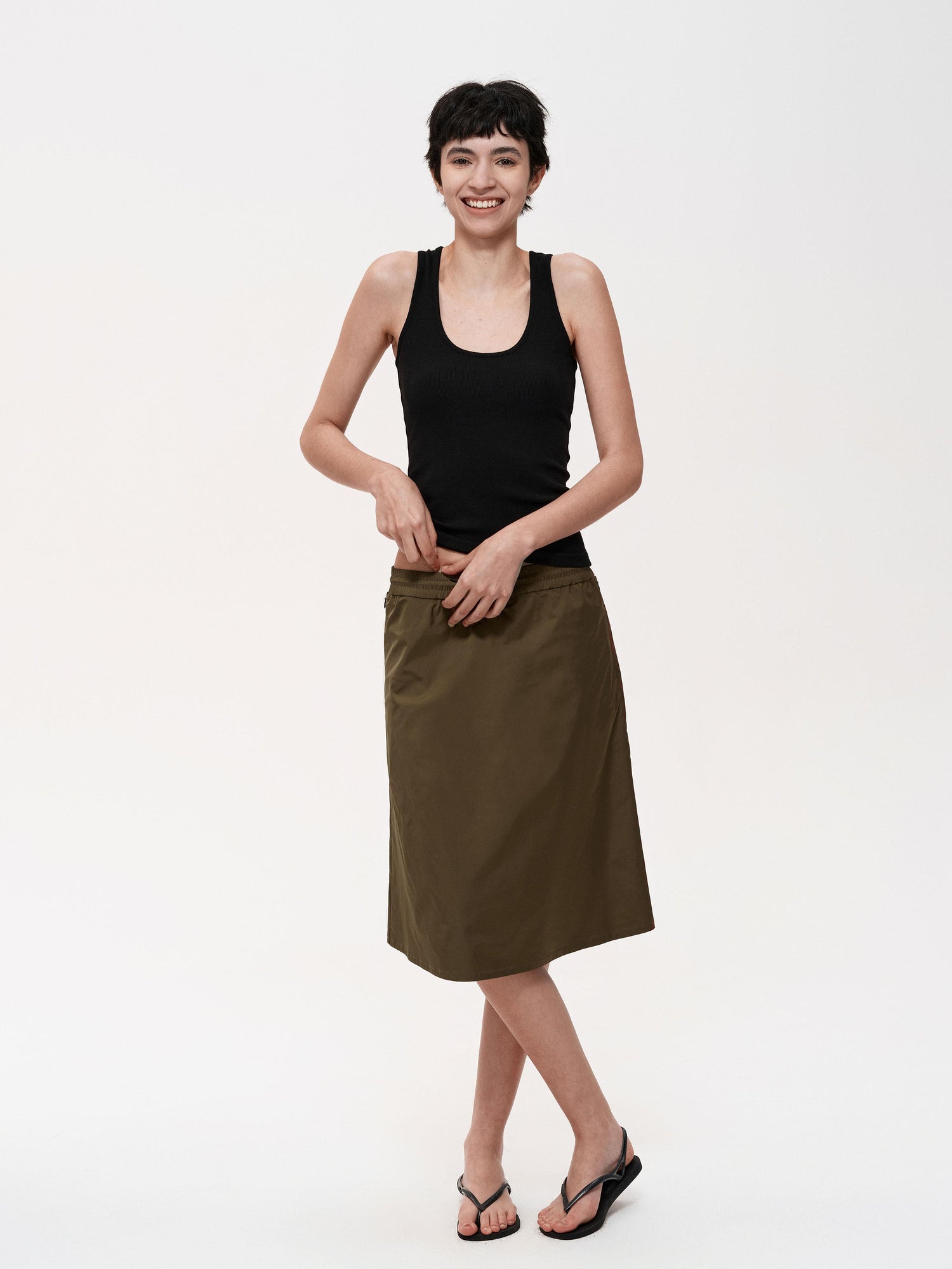 Northbutsouth Adjustable Drawstring A Line Skirt