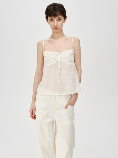 Northbutsouth Adjustable Strap A Line Casual Sundress With Subtle Polka Dot Texture