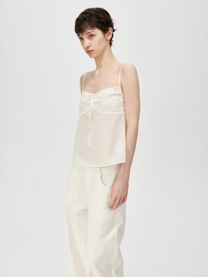 Northbutsouth Adjustable Strap A Line Casual Sundress With Subtle Polka Dot Texture