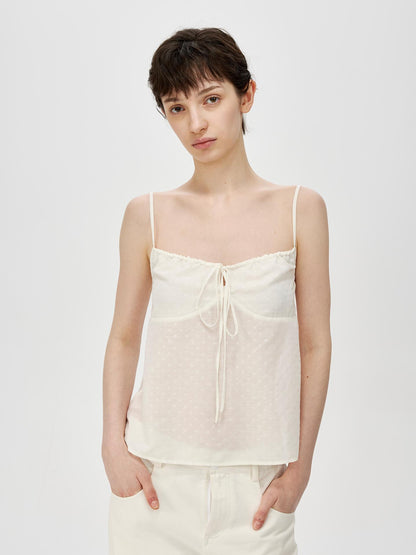 Northbutsouth Adjustable Strap A Line Casual Sundress With Subtle Polka Dot Texture