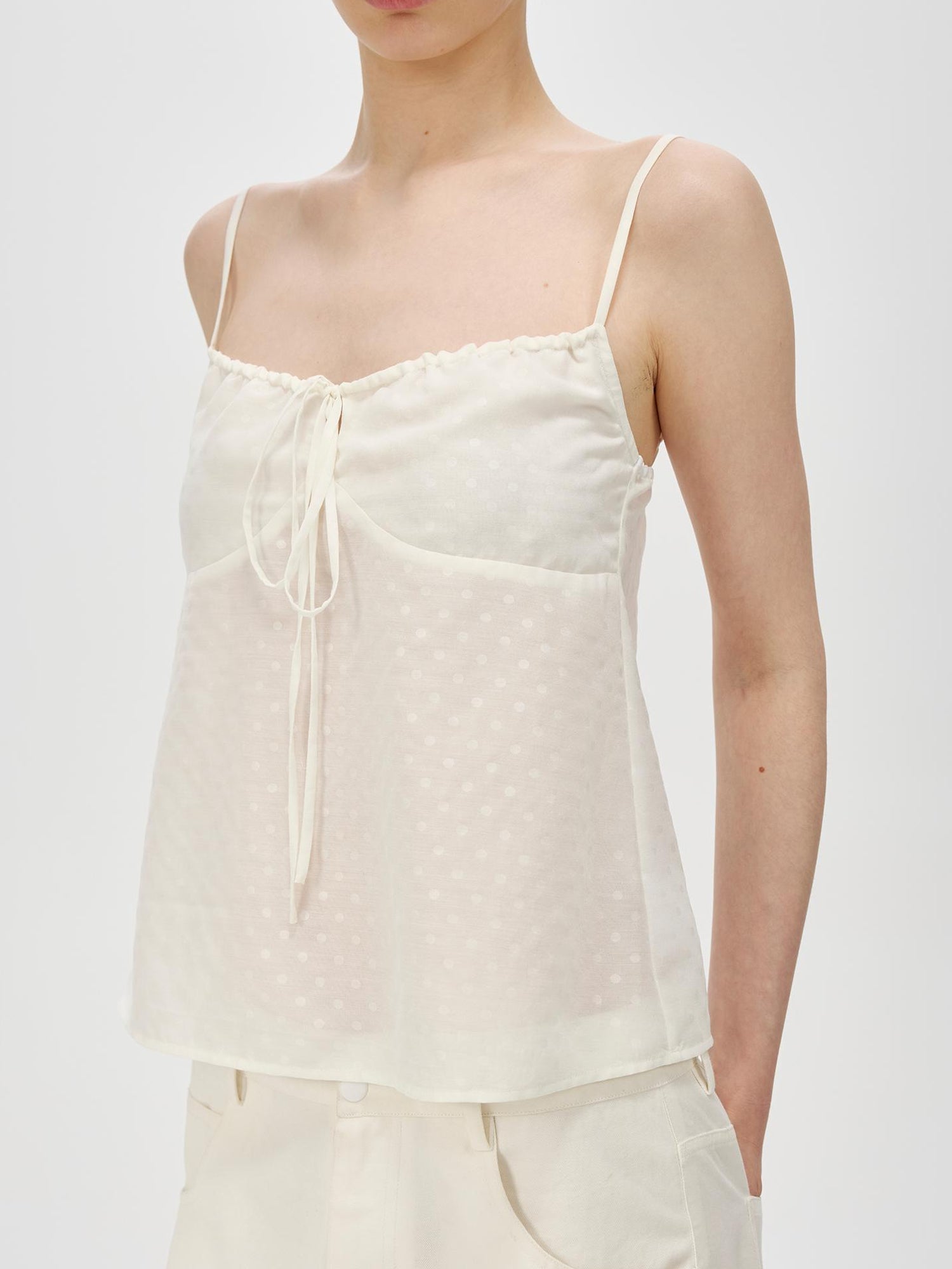 Northbutsouth Adjustable Strap A Line Casual Sundress With Subtle Polka Dot Texture