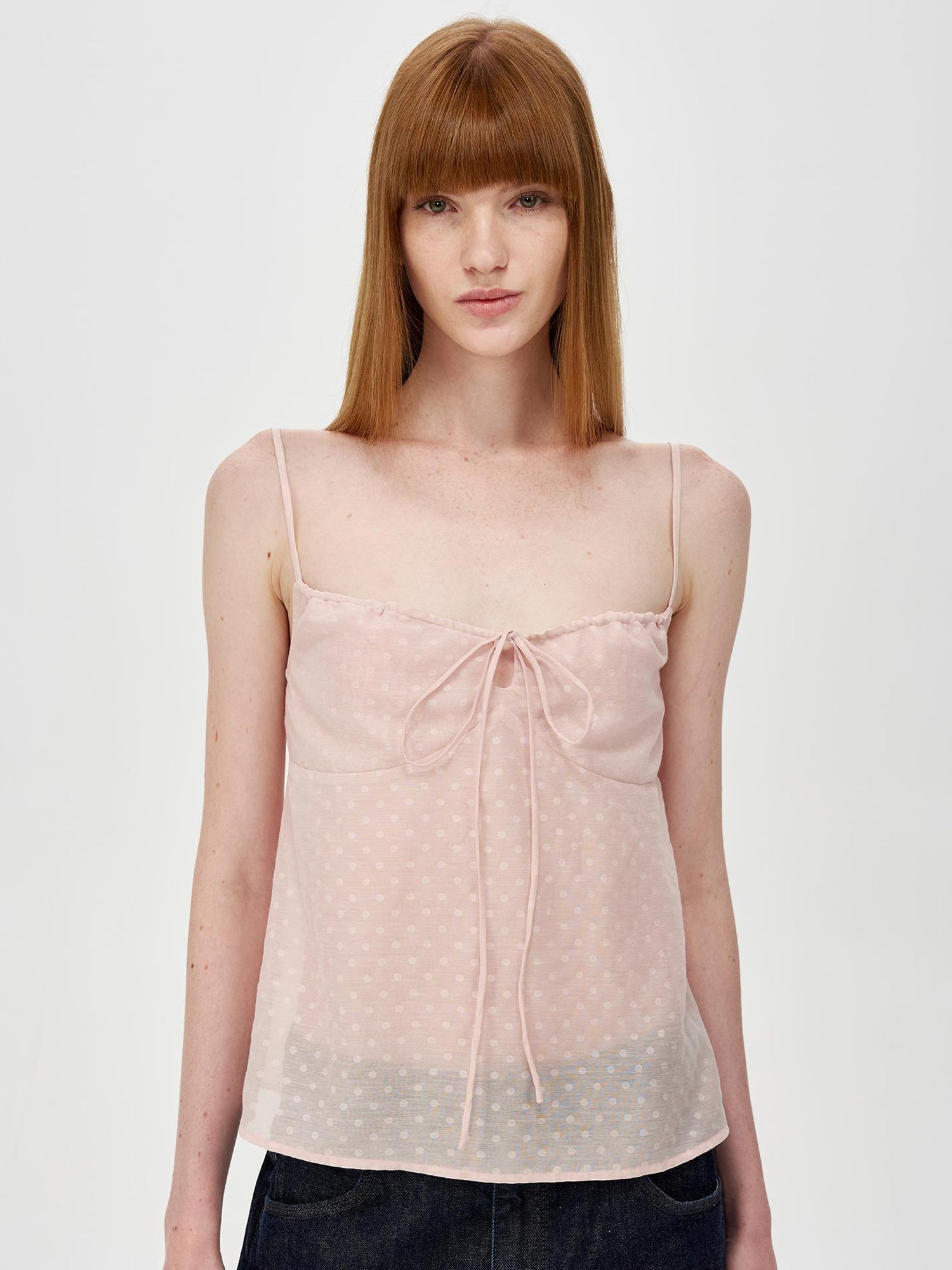 Northbutsouth Adjustable Strap A Line Casual Sundress With Subtle Polka Dot Texture