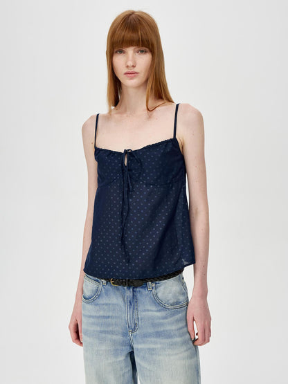 Northbutsouth Adjustable Strap A Line Casual Sundress With Subtle Polka Dot Texture