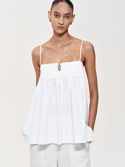 Northbutsouth Adjustable Straps U Shape Wire Modest Puff Sleeveless Top