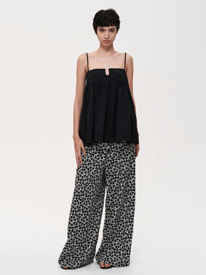Northbutsouth Adjustable Straps U Shape Wire Modest Puff Sleeveless Top