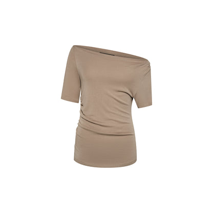 Northbutsouth Asymmetric Ruffle Hem Soft Fitted Top MISSTT