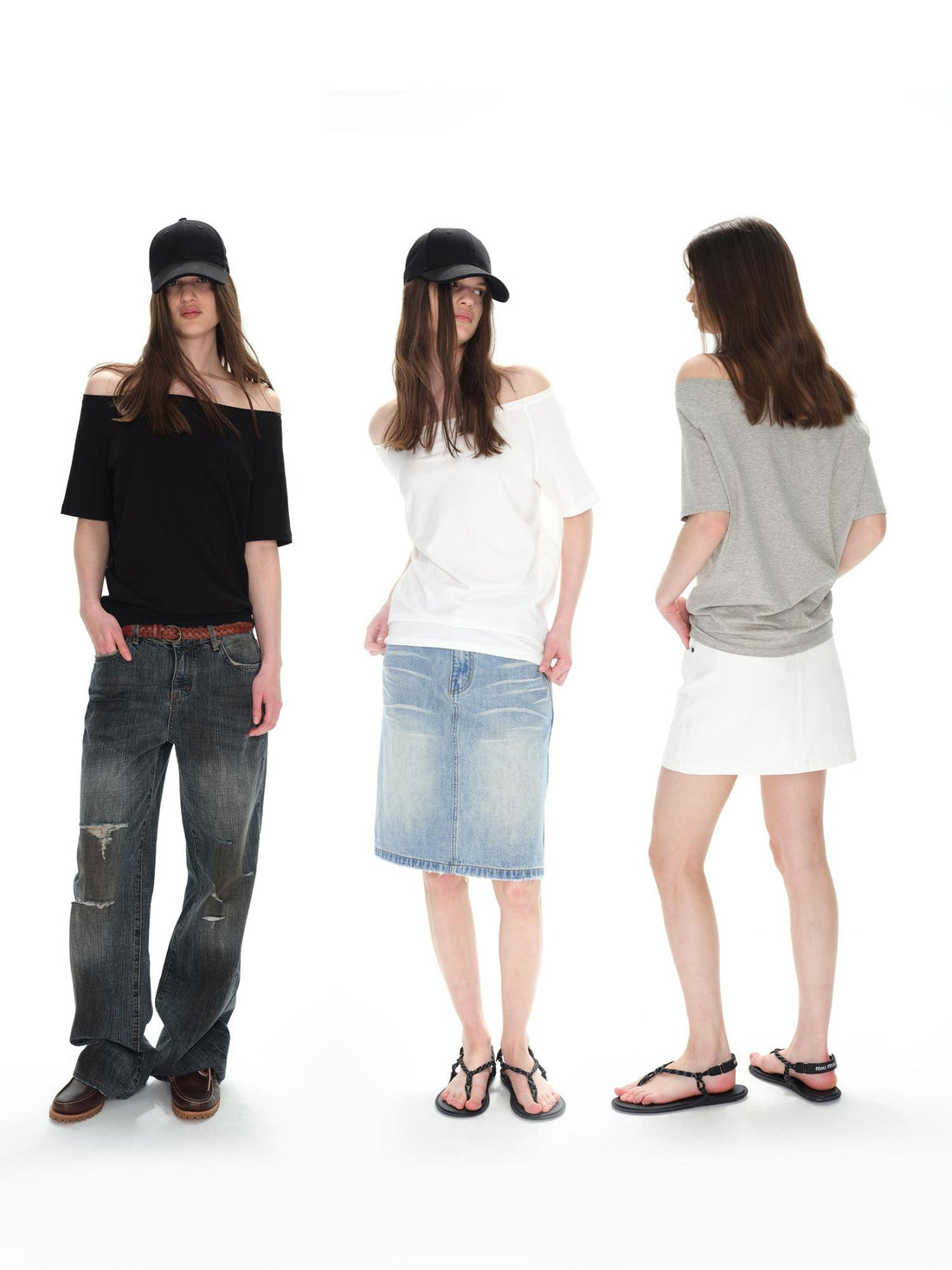 Northbutsouth Asymmetric Shoulder Stacked Two Way T-shirt