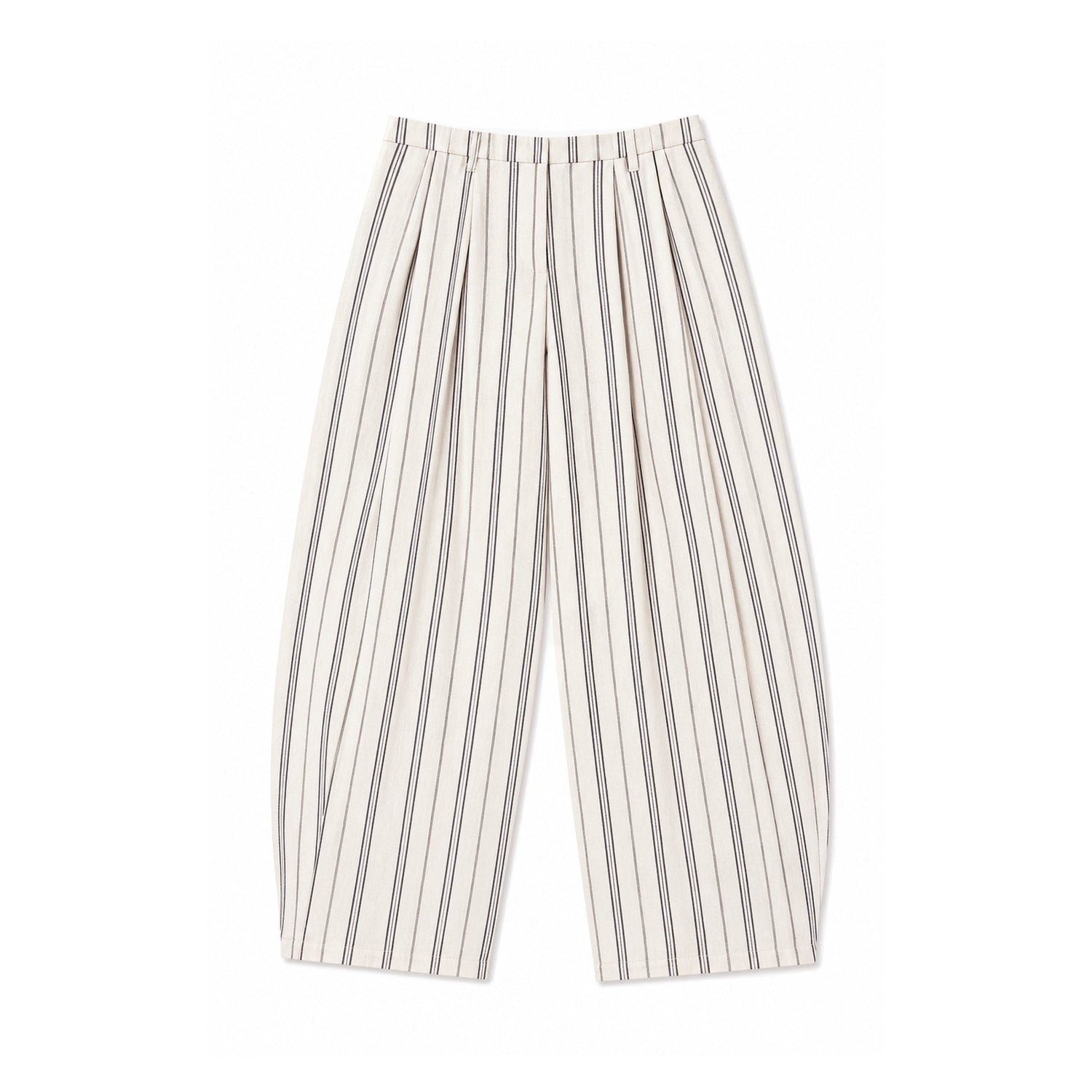 Northbutsouth_Beige_Striped_Double_Pleated_Cocoon_Low_Waist_Women&