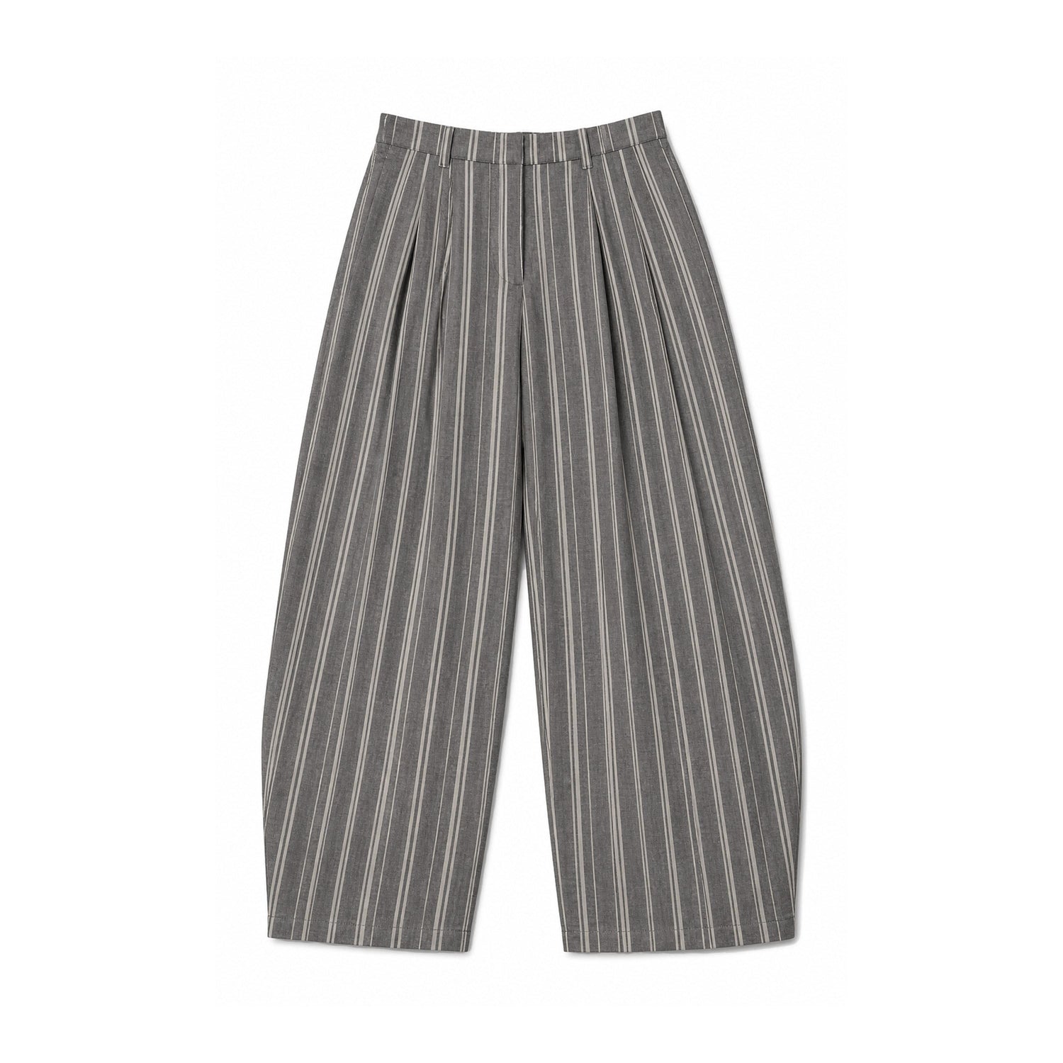 Northbutsouth_Beige_Striped_Double_Pleated_Cocoon_Low_Waist_Women&