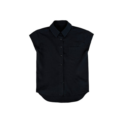 Northbutsouth_Black_And_White_Bubble_Texture_Slim_Fit_Flutter_Sleeve_Women&