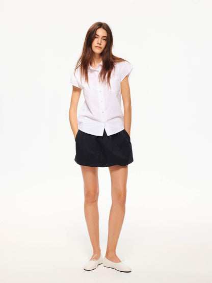 Northbutsouth Black And White Bubble Texture Slim Fit Flutter Sleeve Women&