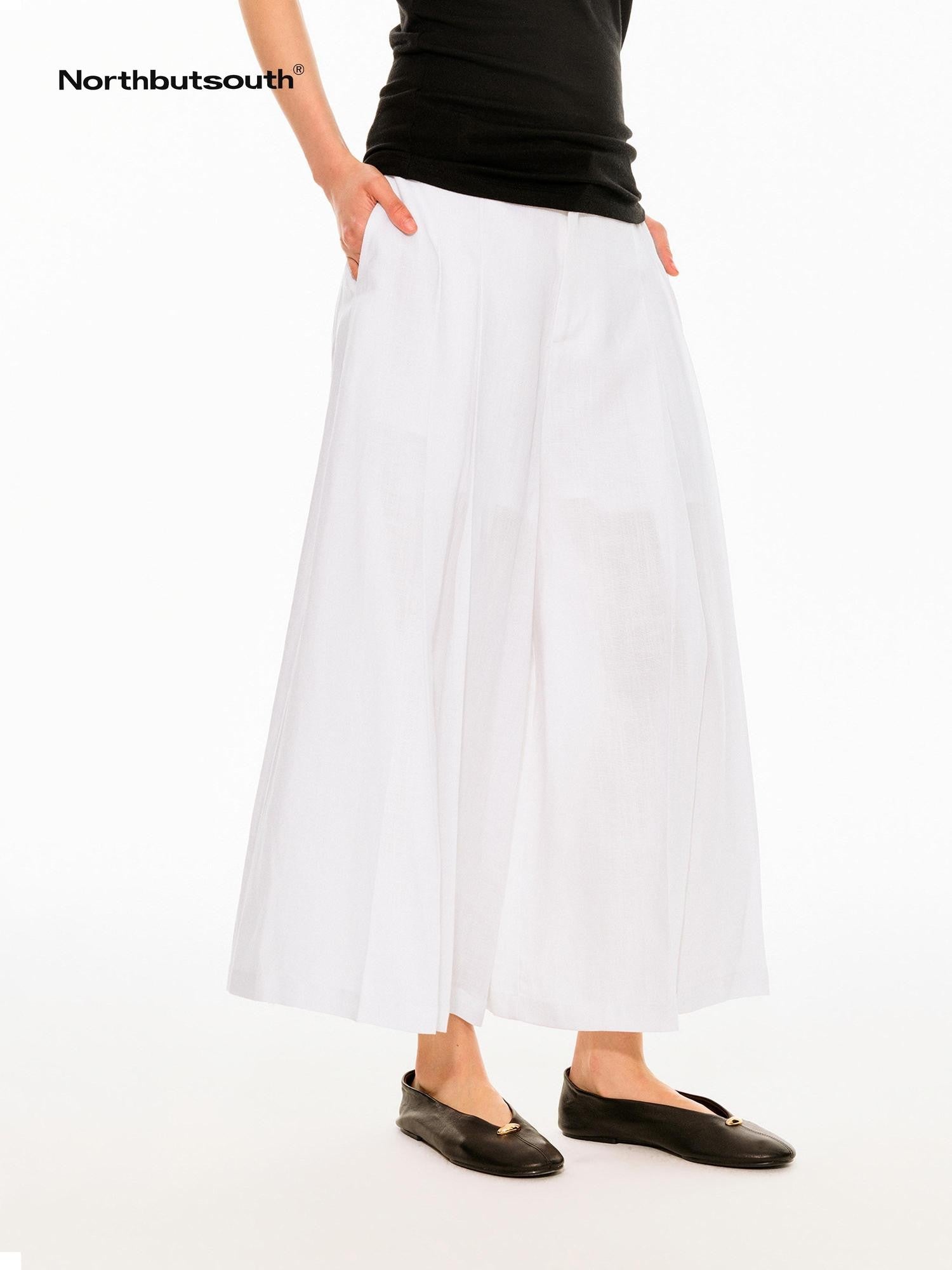 Northbutsouth Black And White Double Pleated Relaxed Women&