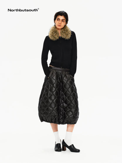 Northbutsouth Black And White Gourd Pattern Quilted Drawstring Hem Women&