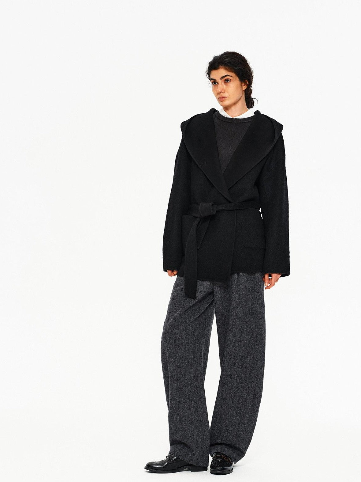 Northbutsouth Black Double Faced Hooded Women&