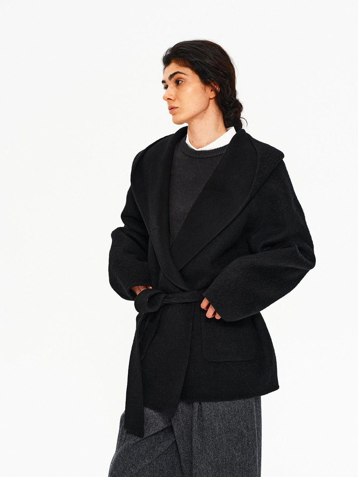 Northbutsouth Black Double Faced Hooded Women&