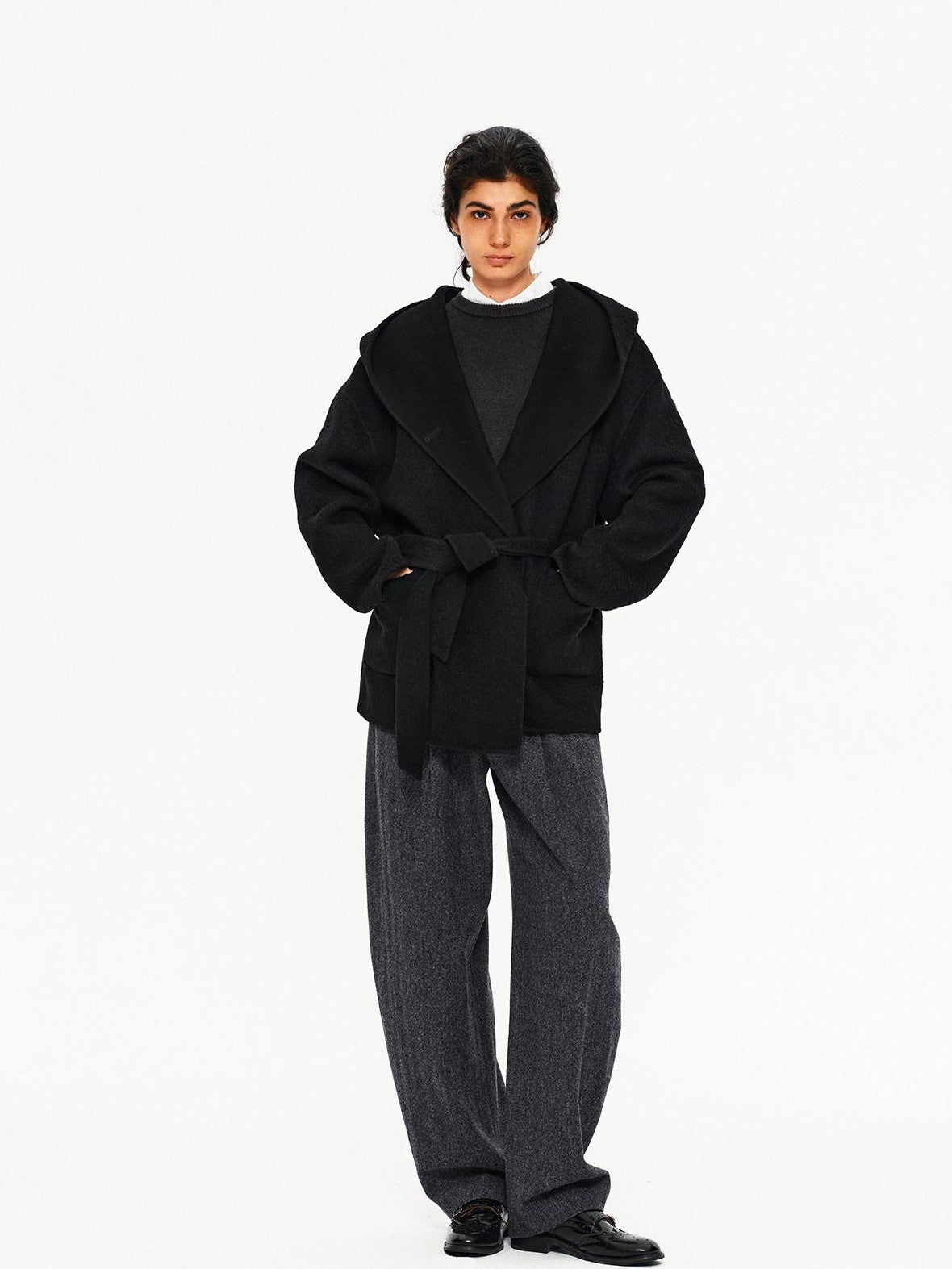 Northbutsouth Black Double Faced Hooded Women&