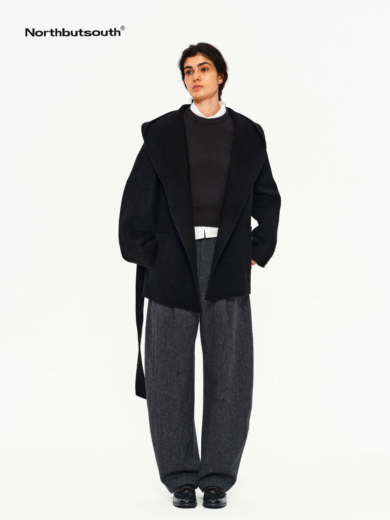 Northbutsouth Black Double Faced Hooded Women&