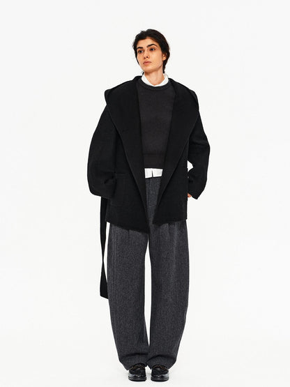 Northbutsouth Black Double Faced Hooded Women&