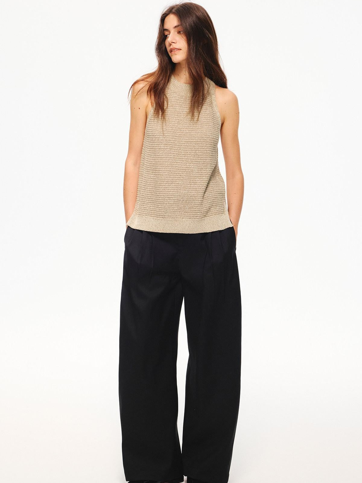 Northbutsouth Black Drapey Low Rise Pleated Women&