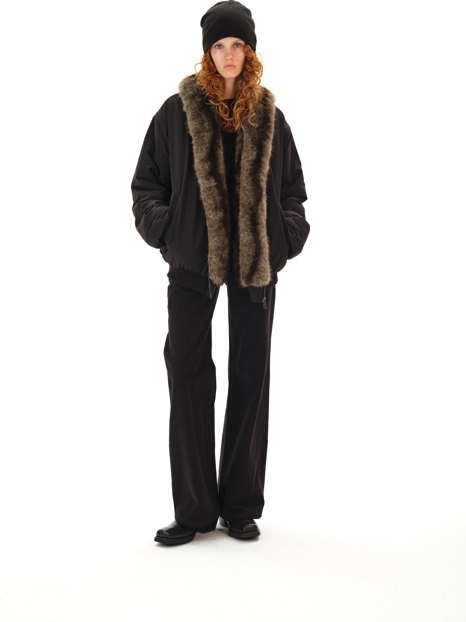 Northbutsouth Black Eco Reversible Lapel Mid Length Loose Women&