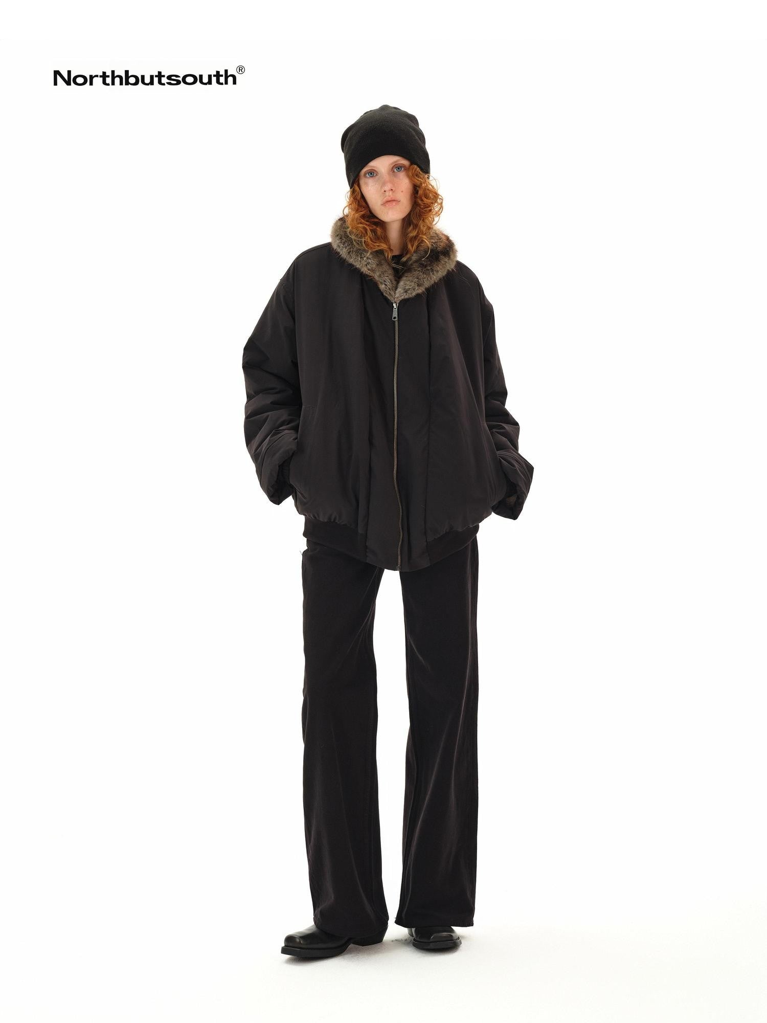 Northbutsouth Black Eco Reversible Lapel Mid Length Loose Women&