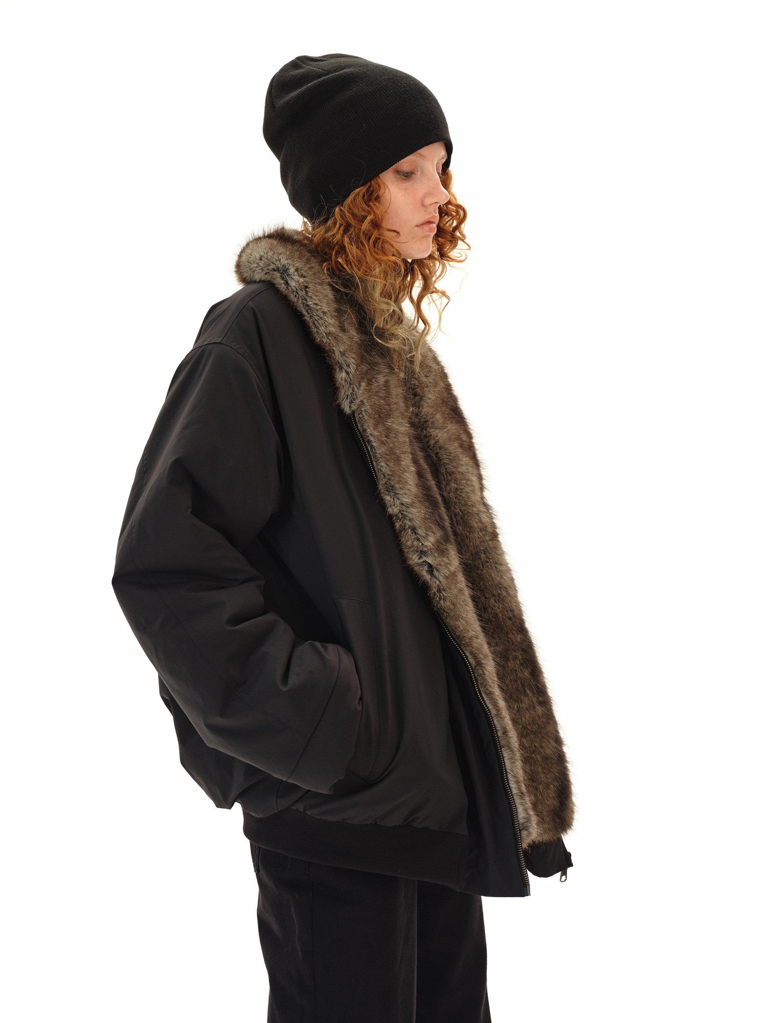 Northbutsouth Black Eco Reversible Lapel Mid Length Loose Women&