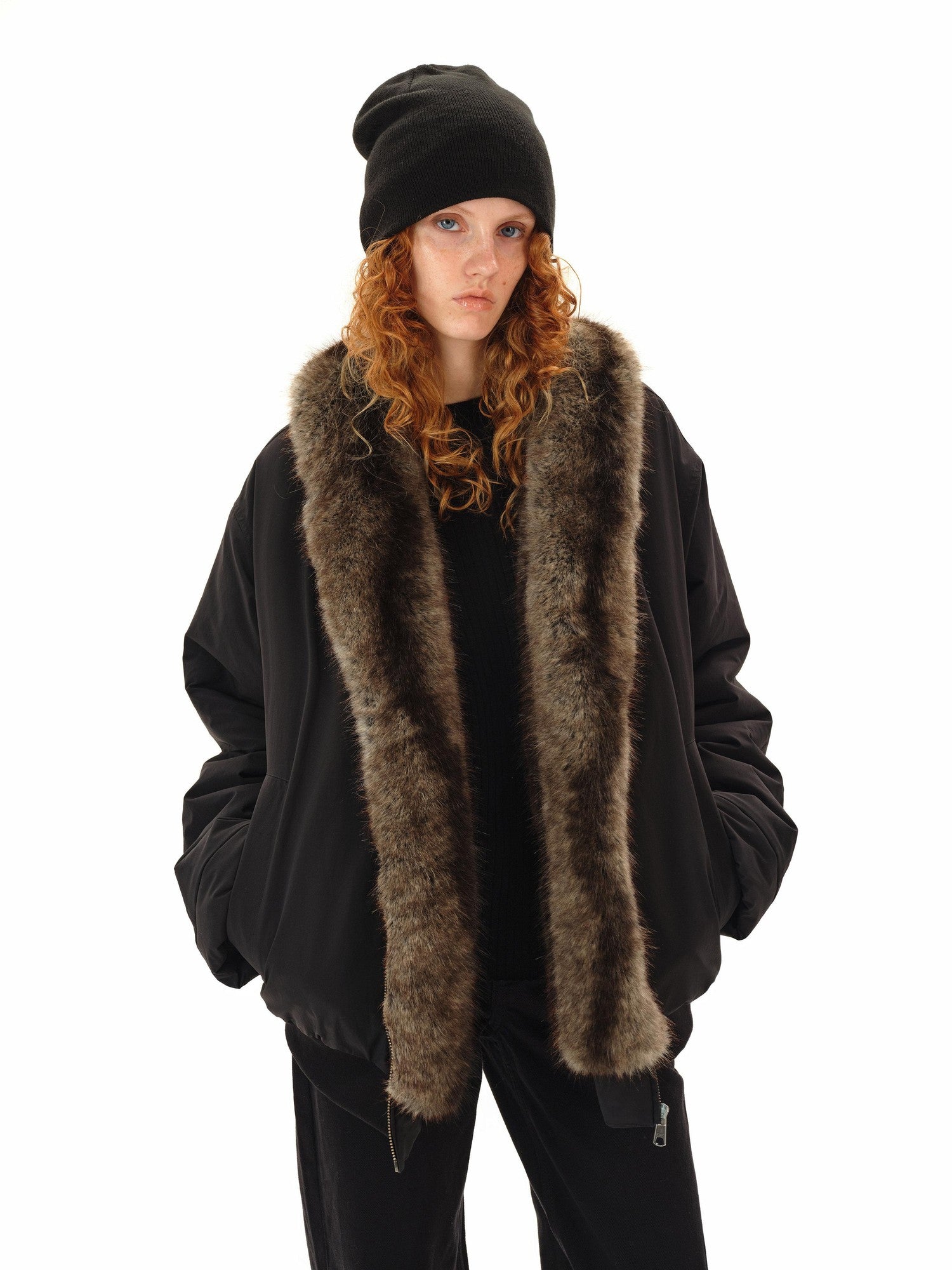 Northbutsouth Black Eco Reversible Lapel Mid Length Loose Women&