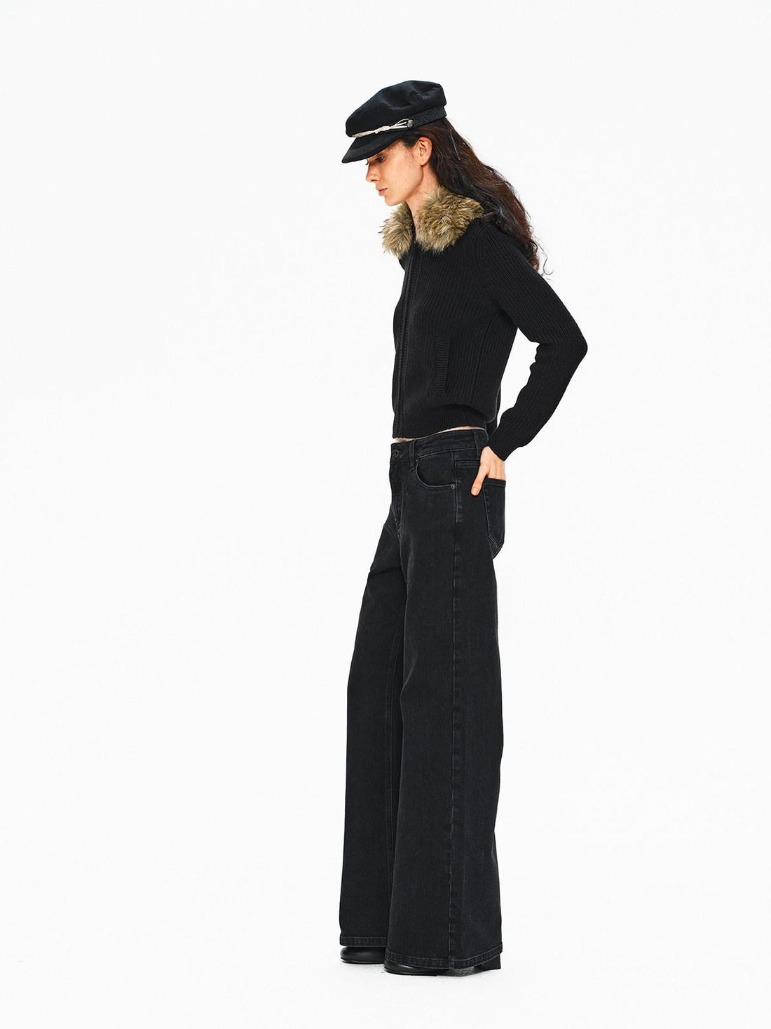 Northbutsouth Black Grey Vintage Washed Distressed Women&