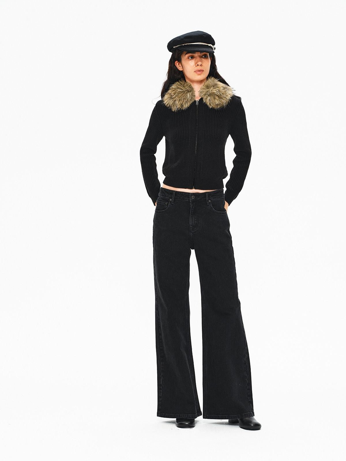 Northbutsouth Black Grey Vintage Washed Distressed Women&