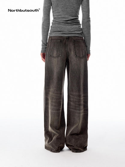 Northbutsouth Black Grey Washed Vintage Relaxed Women&