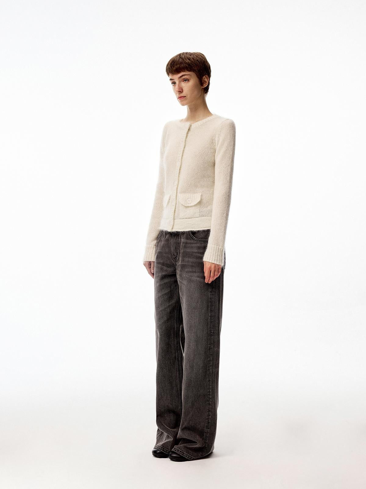 Northbutsouth Black Grey Washed Vintage Relaxed Women&