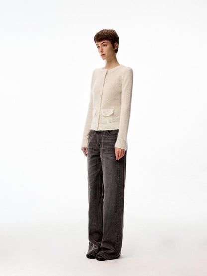Northbutsouth Black Grey Washed Vintage Relaxed Women&