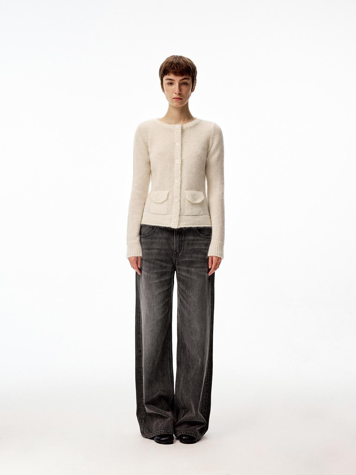 Northbutsouth Black Grey Washed Vintage Relaxed Women&