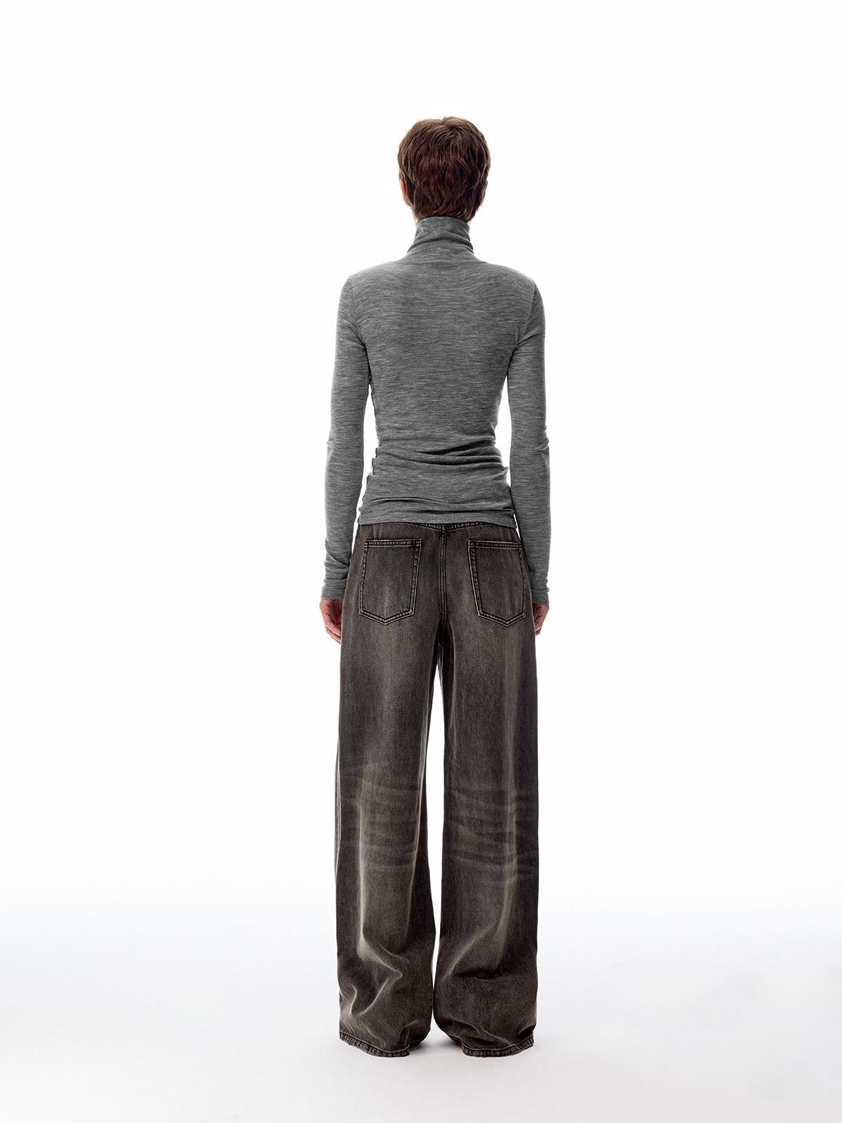 Northbutsouth Black Grey Washed Vintage Relaxed Women&