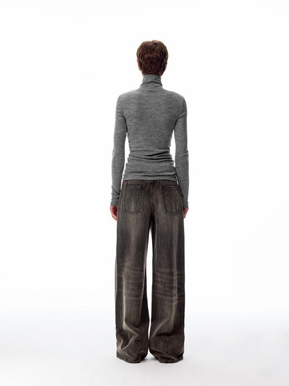 Northbutsouth Black Grey Washed Vintage Relaxed Women&