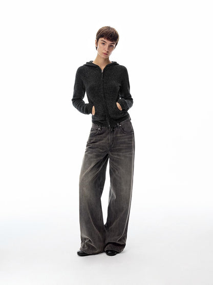Northbutsouth Black Grey Washed Vintage Relaxed Women&