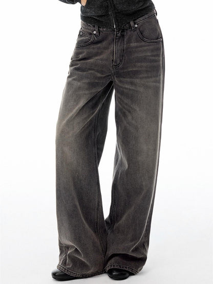 Northbutsouth Black Grey Washed Vintage Relaxed Women&