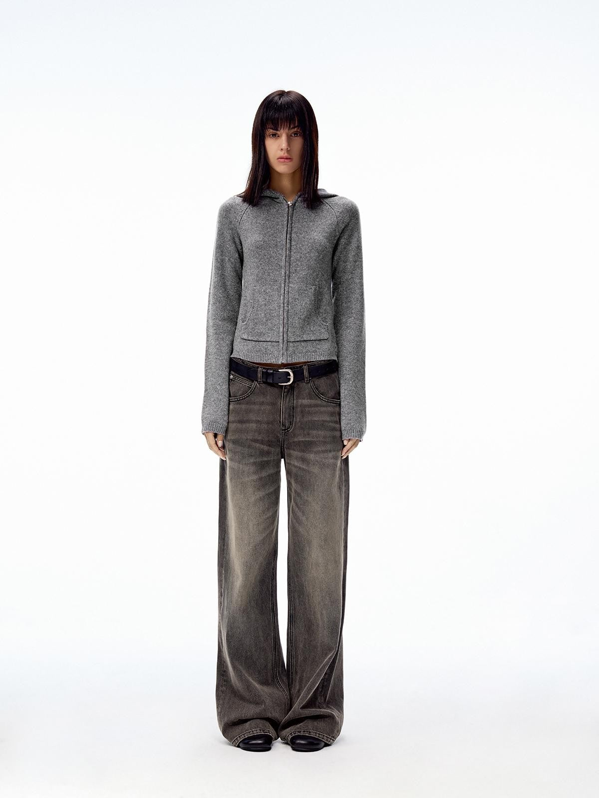 Northbutsouth Black Grey Washed Vintage Relaxed Women&