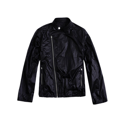 Northbutsouth_Black_Matte_Asymmetrical_Zipper_Stand_Collar_Women&