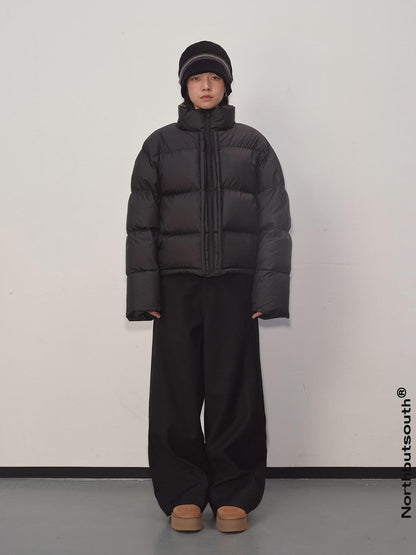 Northbutsouth Black Matte Collar Down Jacket With 300g White Duck Down