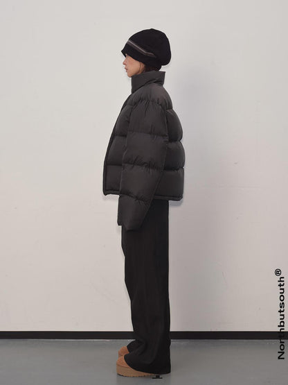 Northbutsouth Black Matte Collar Down Jacket With 300g White Duck Down
