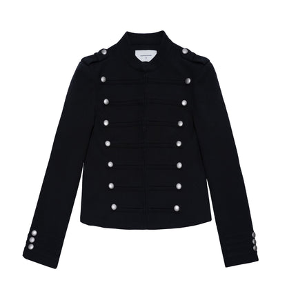 Northbutsouth_Black_Metal_Snap_Button_Stand_Collar_Women&